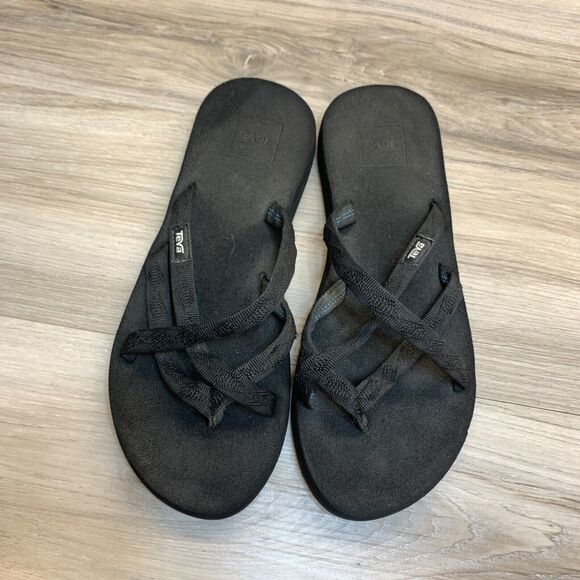 Teva Women's Flip Flops Olowahu Strappy Thongs Sandals S/N 6840 Black Size 7 - Picture 6 of 8